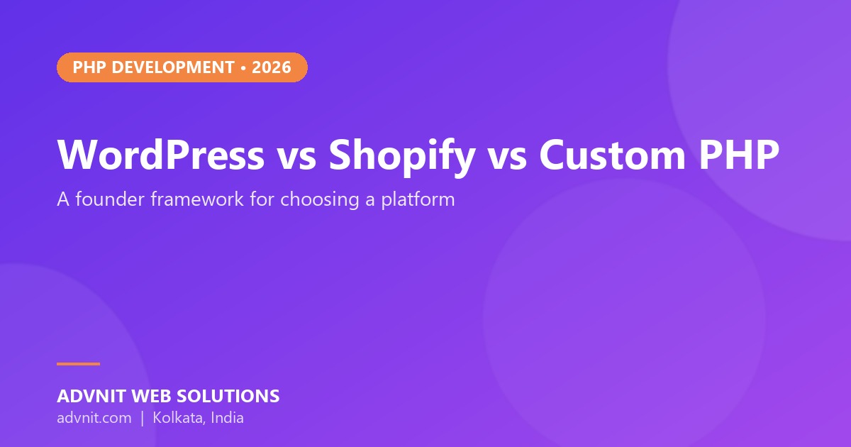 WordPress vs Shopify vs custom PHP comparison 2026 - Advnit Web Solutions