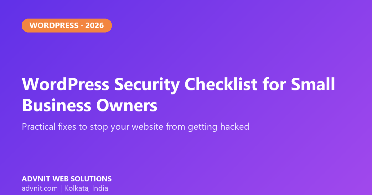 WordPress security checklist graphic - Advnit Web Solutions